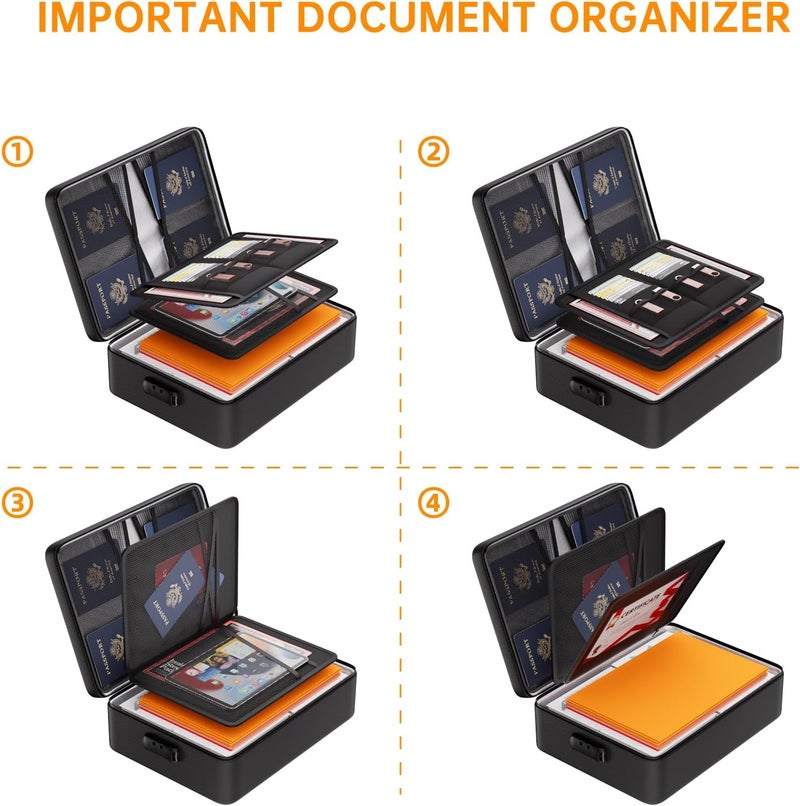 DocSafe 5200°F Document Organizer with Lock,Upgraded Heat Insulated Fireproof＆Waterproof Box 8 Layers File Organizer,Portable Home Travel Safe Storage for Important Documents, Files and More - Image 5